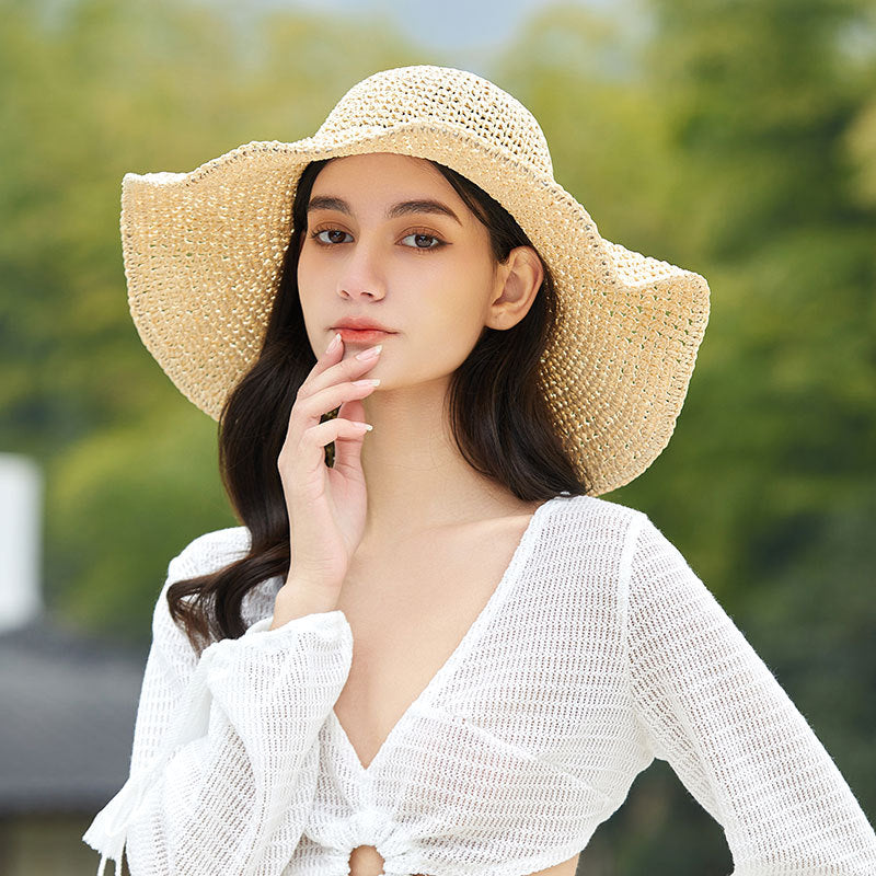 Strict Selection of Good Goods Travel Beach Big Brim Straw Hat Summer Seaside Foldable Sun Hat Women Sun Protection