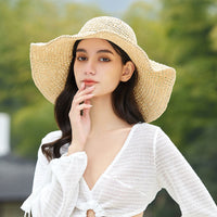 Strict Selection of Good Goods Travel Beach Big Brim Straw Hat Summer Seaside Foldable Sun Hat Women Sun Protection