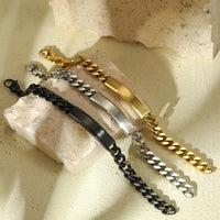 Vacuum Gold Plated Titanium Steel Bracelet Laser Laser Lettering DIY Trendy Stainless Steel Bracelet