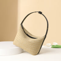 Special Interest Design French Elegant All Matching Lazy Straw Hand Carrying Lunch Box Bag One Shoulder Underarm Bag Vacation Beach Bag