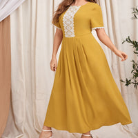 Plus Size Color Matching Women Dress Office Color Matching Women