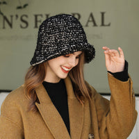Spring Autumn Striped Bucket Hat Big Head Circumference Show Face Small Plain Face Cover Warm Ear Protection Knitted Hat