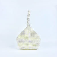 Special Interest Design Handmade Beaded Pearl Bag Women Retro Polygon Woven Casual Hand Bag