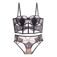 French Eyelashes Lace Sexy Lingerie Thin Back Shaping Soft Steel Ring Boning Corset Boning Corset Body Shaping Vest Bra Set