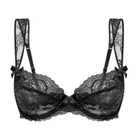 Ultra Thin Underwear Women Sponge Free Maiden Lace Big Chest Small with Steel Ring Gathering Bra