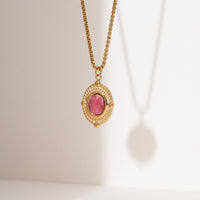 Arrival Rhodochrosite 18K Gold Titanium Steel Necklace for Women Affordable Luxury All Match High Sense Stainless Steel Embellished Accessories