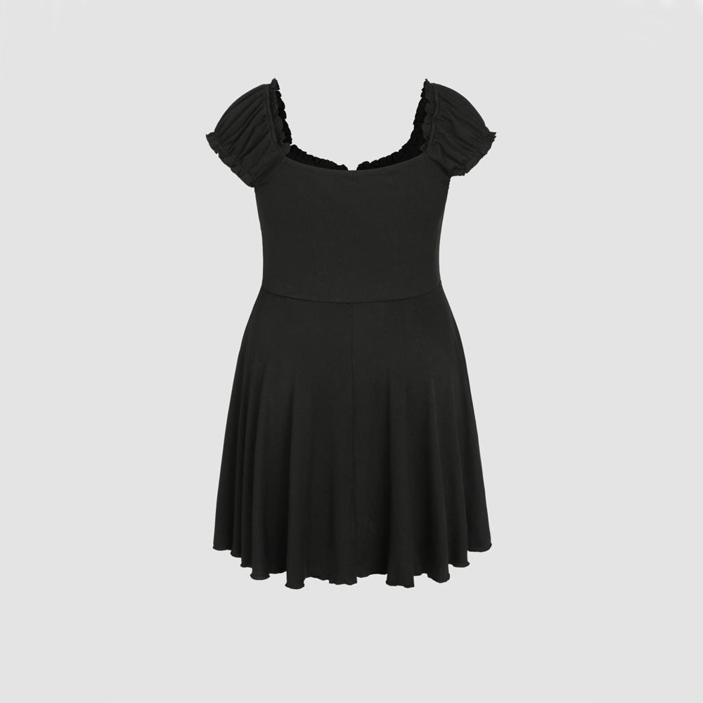 plus Size Women Clothing Shein Popular Waist Slimming Cover Sleeve A line Dress Short Dress