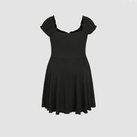 plus Size Women Clothing Shein Popular Waist Slimming Cover Sleeve A line Dress Short Dress
