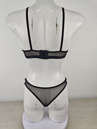 Sexy Hollow Out Cutout out See through Bra Three Point Chain Sexy Lingerie Set