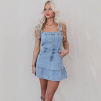 Spring Summer Office Suspenders Sexy Denim Women Dress