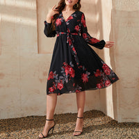 Plus Size Women Dress Print Chubby Girl