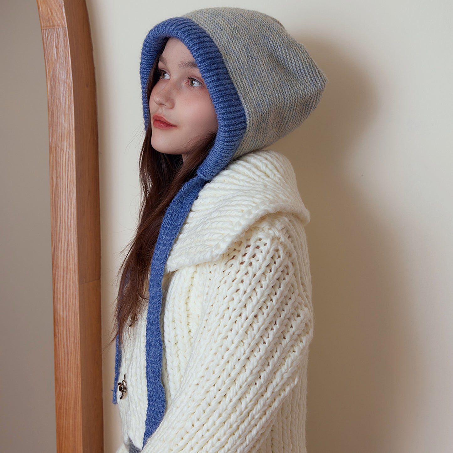Autumn Winter Korean Sense of Atmosphere Earflaps Woolen Hat Toque Niche Warm All Matching Soft Glutinous Winter Knitting Drawstring Hat