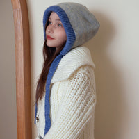Autumn Winter Korean Sense of Atmosphere Earflaps Woolen Hat Toque Niche Warm All Matching Soft Glutinous Winter Knitting Drawstring Hat