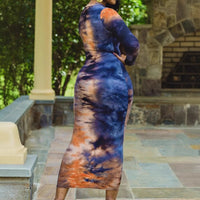 Plus Size Women Slim Waist Hip Bag Printing Dress