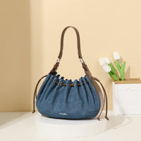 Maillard Special Interest Design Urban Simple Retro Bags Women Drawstring Contrast Color Irregular Asymmetric Selenodont Bag Underarm Bag