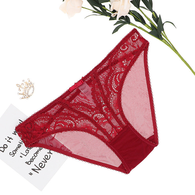 Year of Birth Red Underwear Lace Sexy Underwear Women Ultra Thin Transparent Temptation Briefs Cotton Crotch