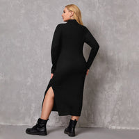 Plus Size Women Clothing Adult Lady like Woman Intellectual Dress Autumn Winter Turtleneck Bottoming Mid Length