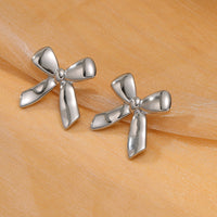 Gold Bow Titanium Steel Earrings Small Exquisite High Sense Stainless Steel Studs Ring Women