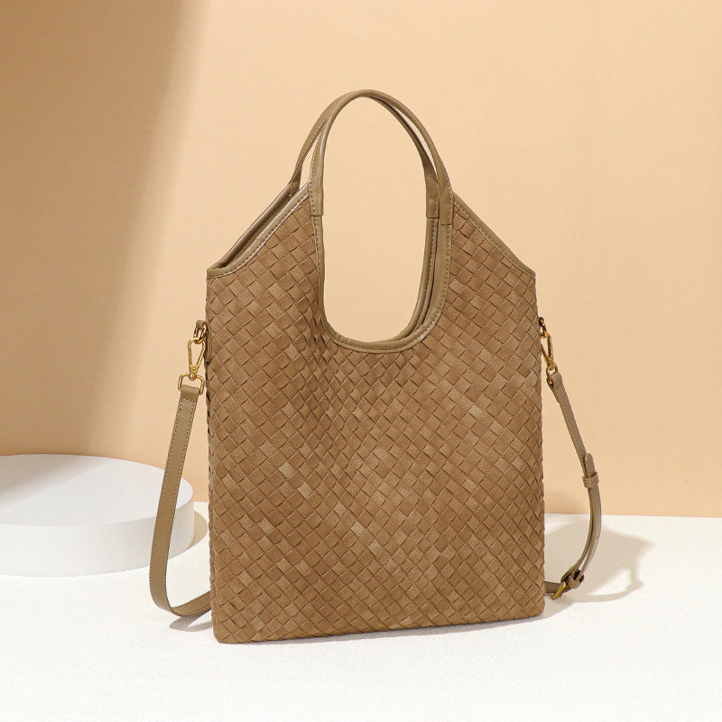 Casual Bag Women Large Capacity Woven Bag Underarm Bag One Shoulder Women Suede Frosted Niche Tote Bag