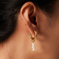 Earrings Wearring 18K Gold Plated Asymmetric Natural Fresh Water Pearl Embellished Ear Ring Earrings Jewelry Accessories