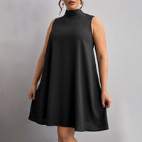 Plus Size Women Clothing Elegant Dress Spring Summer Half Turtleneck