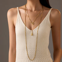 Niche Design Long Twin Titanium Steel Necklace 18K Gold Light Luxury All Match Embellished for Women