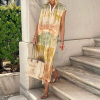 Women Print Sleeveless Top Skirt Two Piece Set Beach Suit