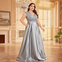Plus Size Clothes Long Sleeve V neck Fishtail Cocktail Evening Dress Women