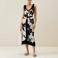 Two Piece Set One Piece Gauze Skirt Swimsuit Multi Color Printing Conservative Sunscreen Swimsuit