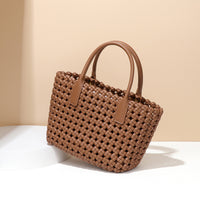 Bag Windmill Knot Woven Hand Held Women Bag Vintage Brown Top Handled Travel Tote Bag