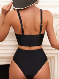 Bikini Solid Color Backless High Waist Sexy Bikini Split Swimsuit Swimwear