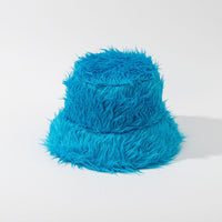 Plush Solid Color Fisherman Hat Long Hair Keep Warm Bucket Hat Personality Trend Bucket Hat
