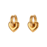 Glossy Love Pendant Thick Ear Ring-Gold