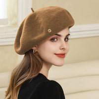 Autumn Winter Artistic Vintage Painter Hat Woolen French Beret Women Wild Look Small Warm