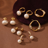 Pearl Stainless Steel Earrings Special Interest All Matching Titanium Steel Women Accessories