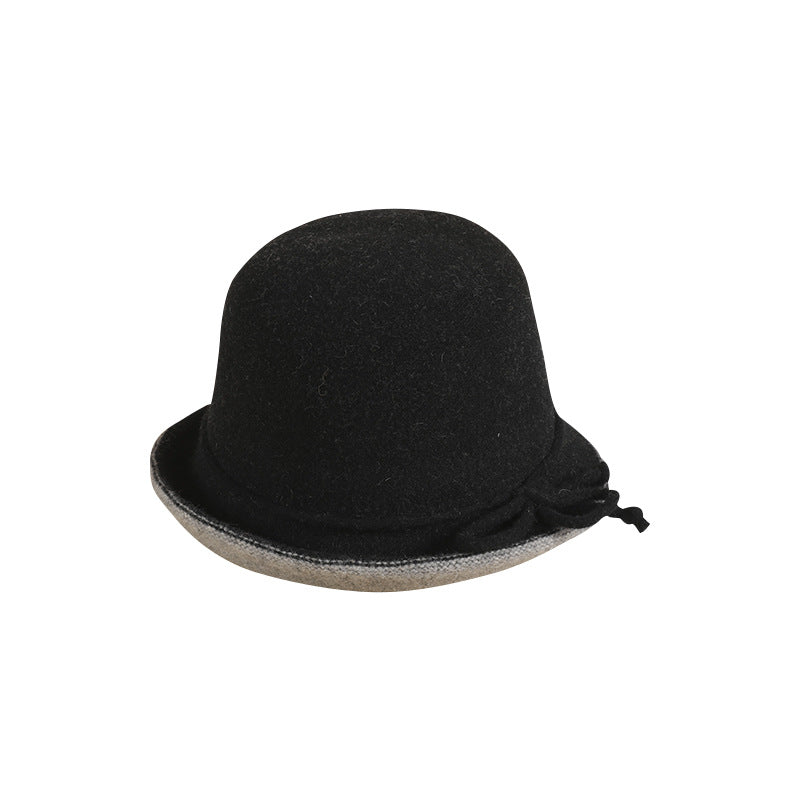 Women Autumn Winter Curling Woolen Felt Hat Fisherman Hat Women Basin Hat Hat Winter