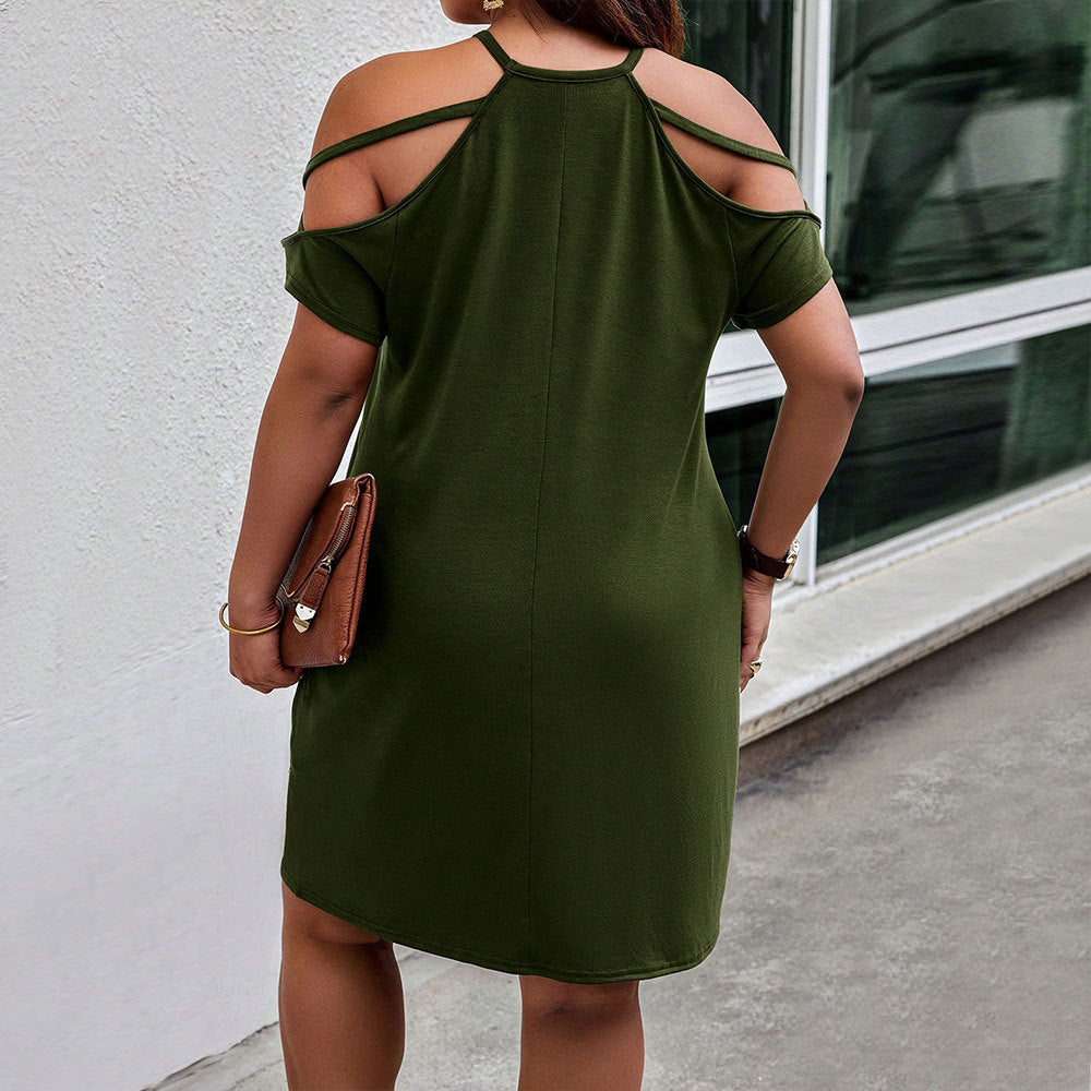 Plus Size Women Clothing Spring Summer Elegant Halter Dress off Shoulder