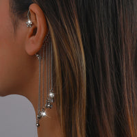 Creative Tassel Earrings Refined Rhinestone Alloy Ear Hanging Personality Ear Trim for Women