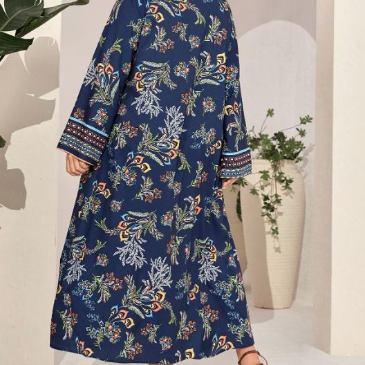 plus Size Printed Pullover Office Maxi Dress Middle East plus Size Women Clothing Dress Women