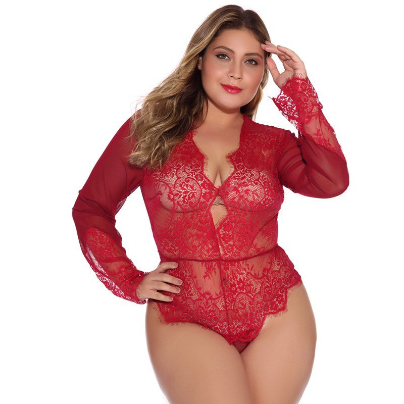 Plus Size Sexy Seduction Lace Sexy Sleepwear Sexy Pajamas Template Self Figure