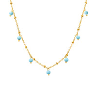Mioli Natural Stone Handmade Small Bead Clavicle Ultra Fine Necklace Double Layer Twin Plated 18K Real Gold Color Retaining Necklace Women