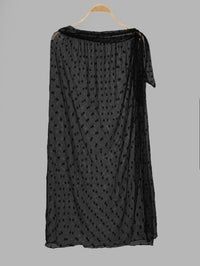 Black Polka Dot Self Tie Long Maxi Dress Dot Mesh Blouse Lady Sexy