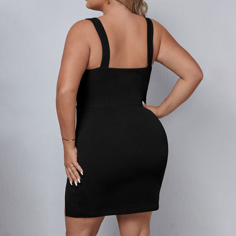 Plus Size Women Clothing Simple Dress Spring Summer Slim Slimming Short Dress