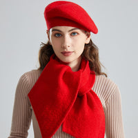 Chessboard Plaid Autumn Winter Knitting Beret Women Retro Flat Top Brimless Painter Hat