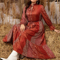 Plus Size Elegant Color Matching Women Dress