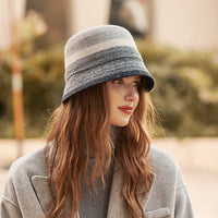 Autumn Winter Fisherman Hat French Elegant Real Wool Basin Hat Retro Simple Light Luxury Warm Fur Felt Hat