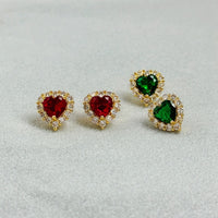 Girly Sweet Zircon Peach Heart Stud Earring Shiny Exquisite Affordable Luxury Women 925 Silver Needle