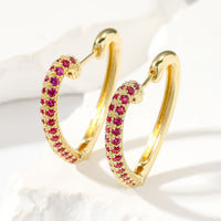 Golden Love Ear Clip Design Ear Studs Multicolor Zircon Elegant Graceful Earrings