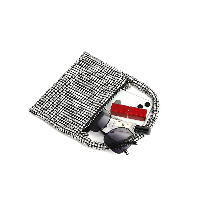 Rhinestone Bag Women Winter High Sense Chain Diamond Portable Dinner Bag