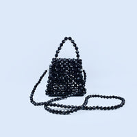 Black Pearl Bag Women Small Crossbody Woven Bag Handbag Internet Celebrity Retro Handmade Beaded Bag Women Bag